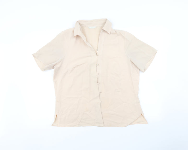 Marks and Spencer Womens Beige Basic Button-Up Size 16