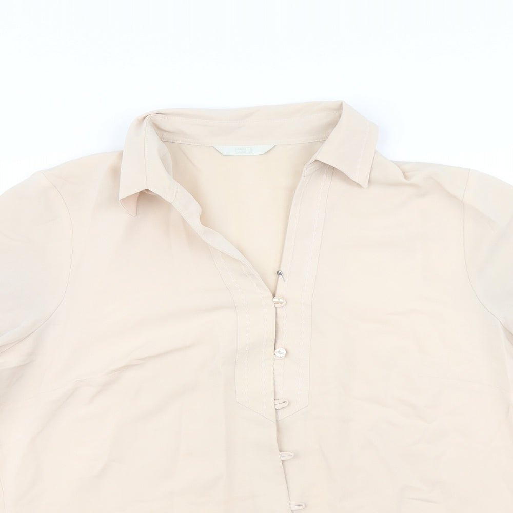 Marks and Spencer Womens Beige   Basic Button-Up Size 16