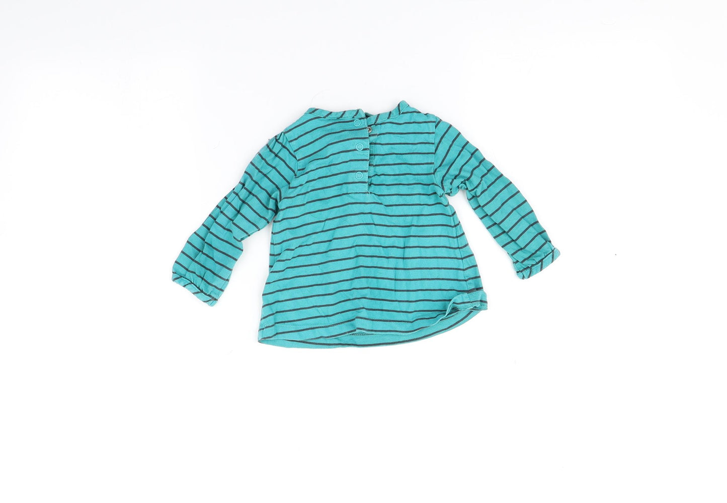 Carters Baby Blue Striped  Basic T-Shirt Size 12 Months