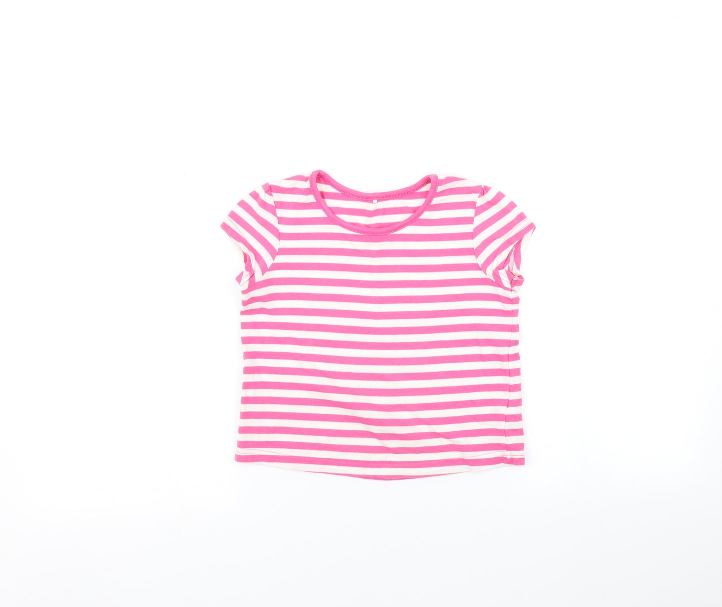 George Girls Pink Striped  Basic T-Shirt Size 4-5 Years