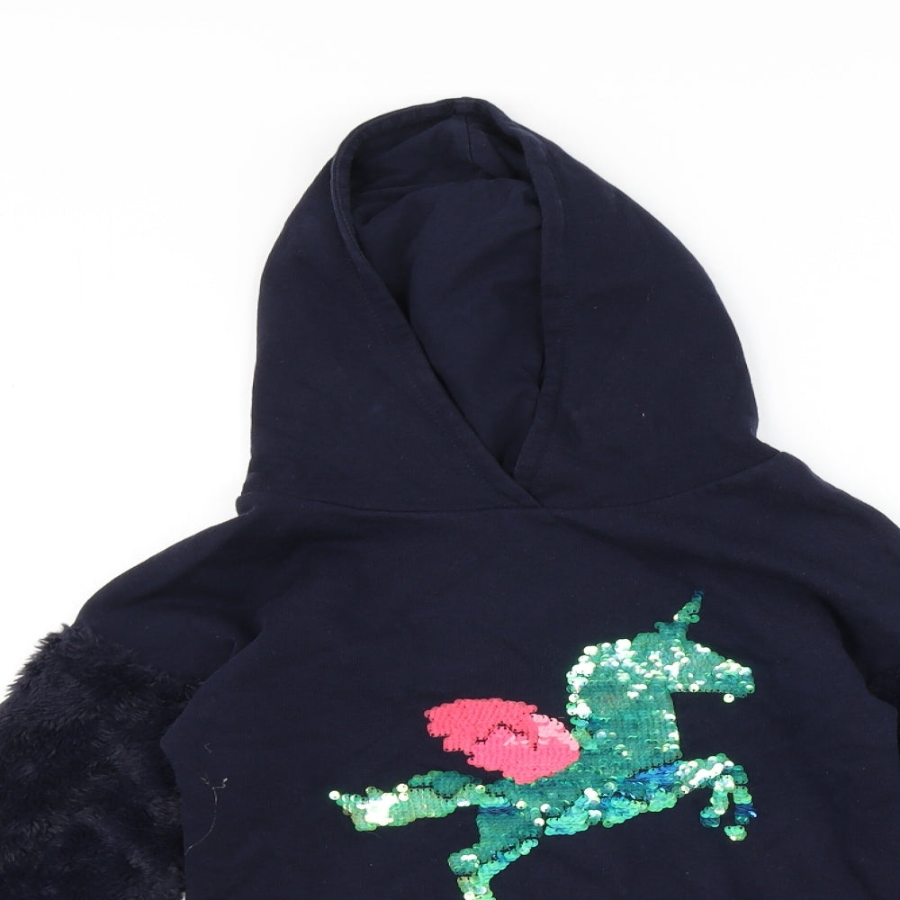Bluezoo Girls Blue   Pullover Hoodie Size 7-8 Years  - Unicorn