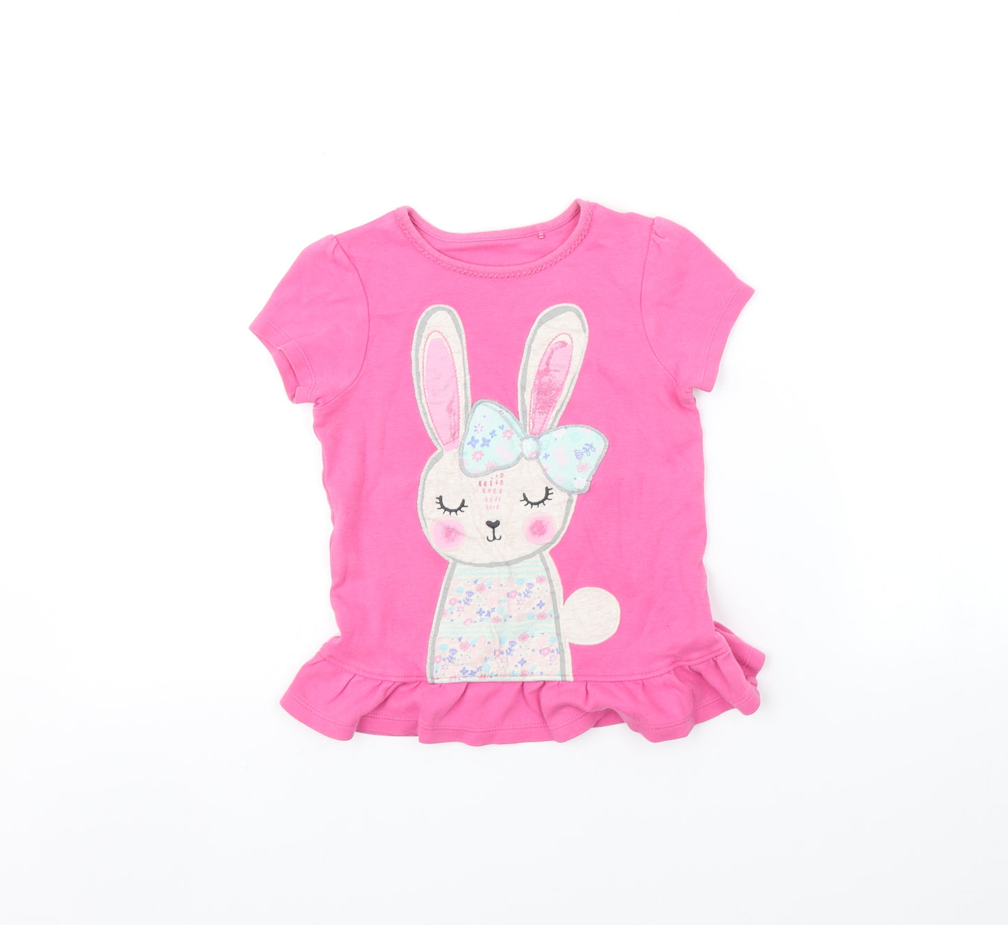 George Girls Pink   Basic T-Shirt Size 4-5 Years  - Bunny