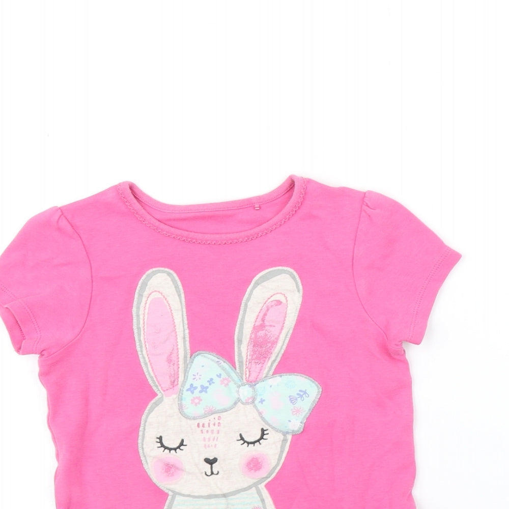 George Girls Pink   Basic T-Shirt Size 4-5 Years  - Bunny