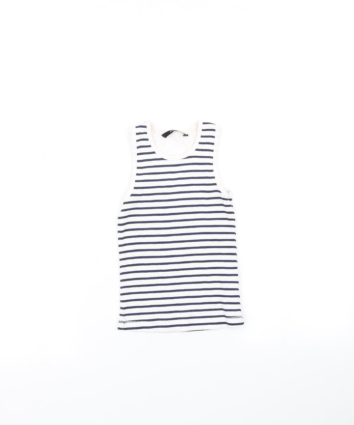 George Girls Blue Striped  Basic T-Shirt Size 6-7 Years