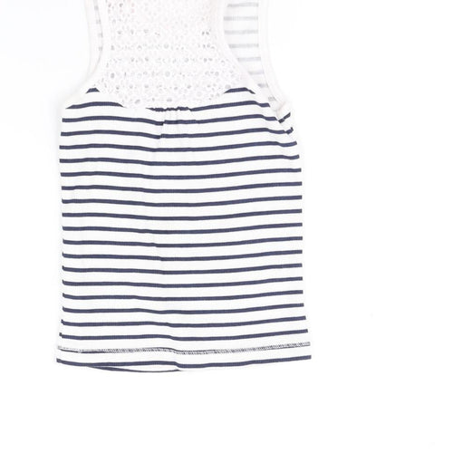 George Girls Blue Striped  Basic T-Shirt Size 6-7 Years