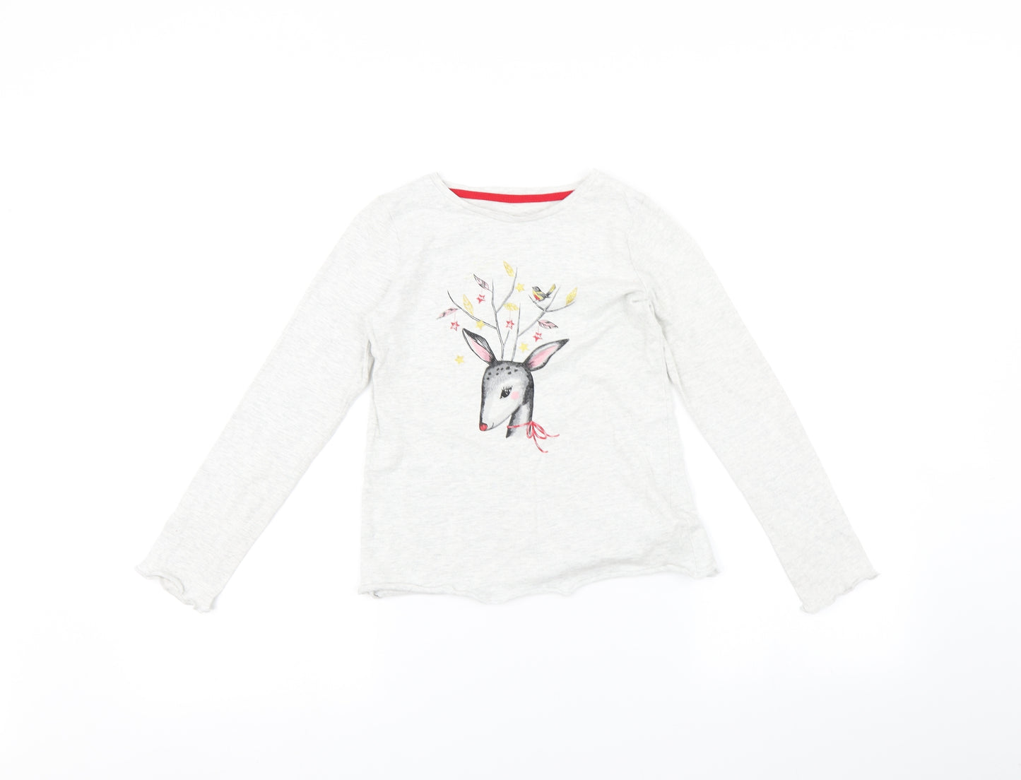 F&F Girls Grey   Top Pyjama Top Size 8-9 Years  - deer print