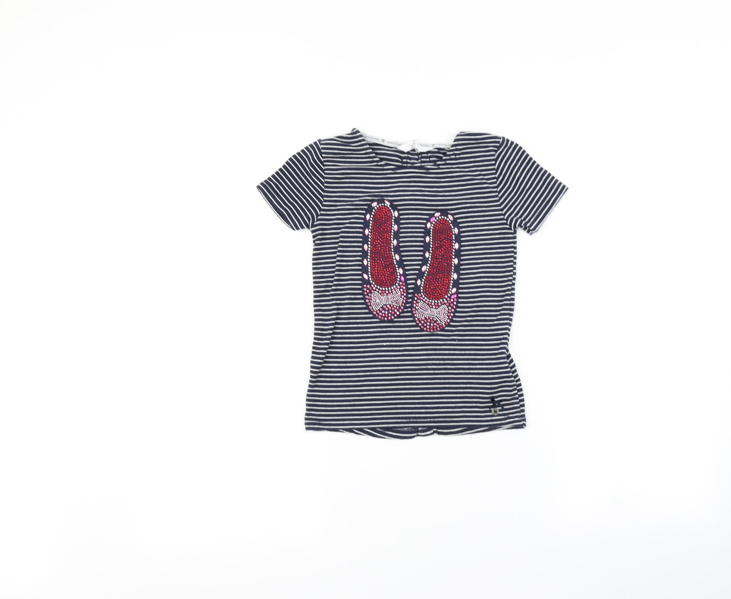 Jasper Conran Girls Blue Striped  Basic T-Shirt Size 8-9 Years