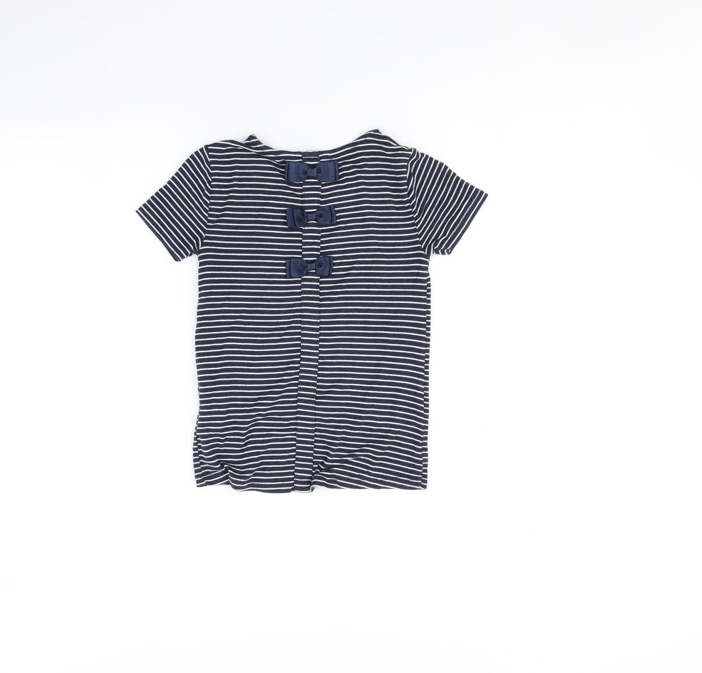 Jasper Conran Girls Blue Striped  Basic T-Shirt Size 8-9 Years
