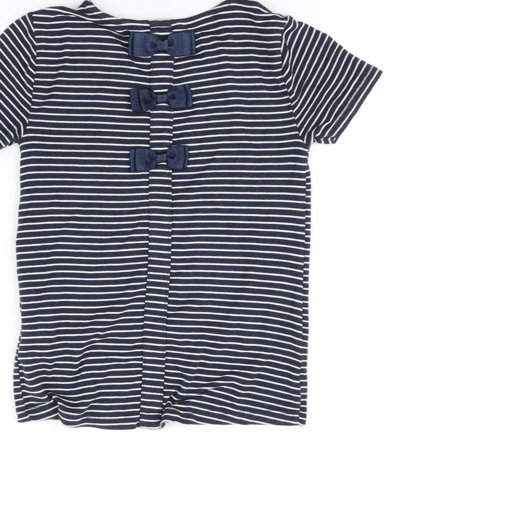 Jasper Conran Girls Blue Striped  Basic T-Shirt Size 8-9 Years
