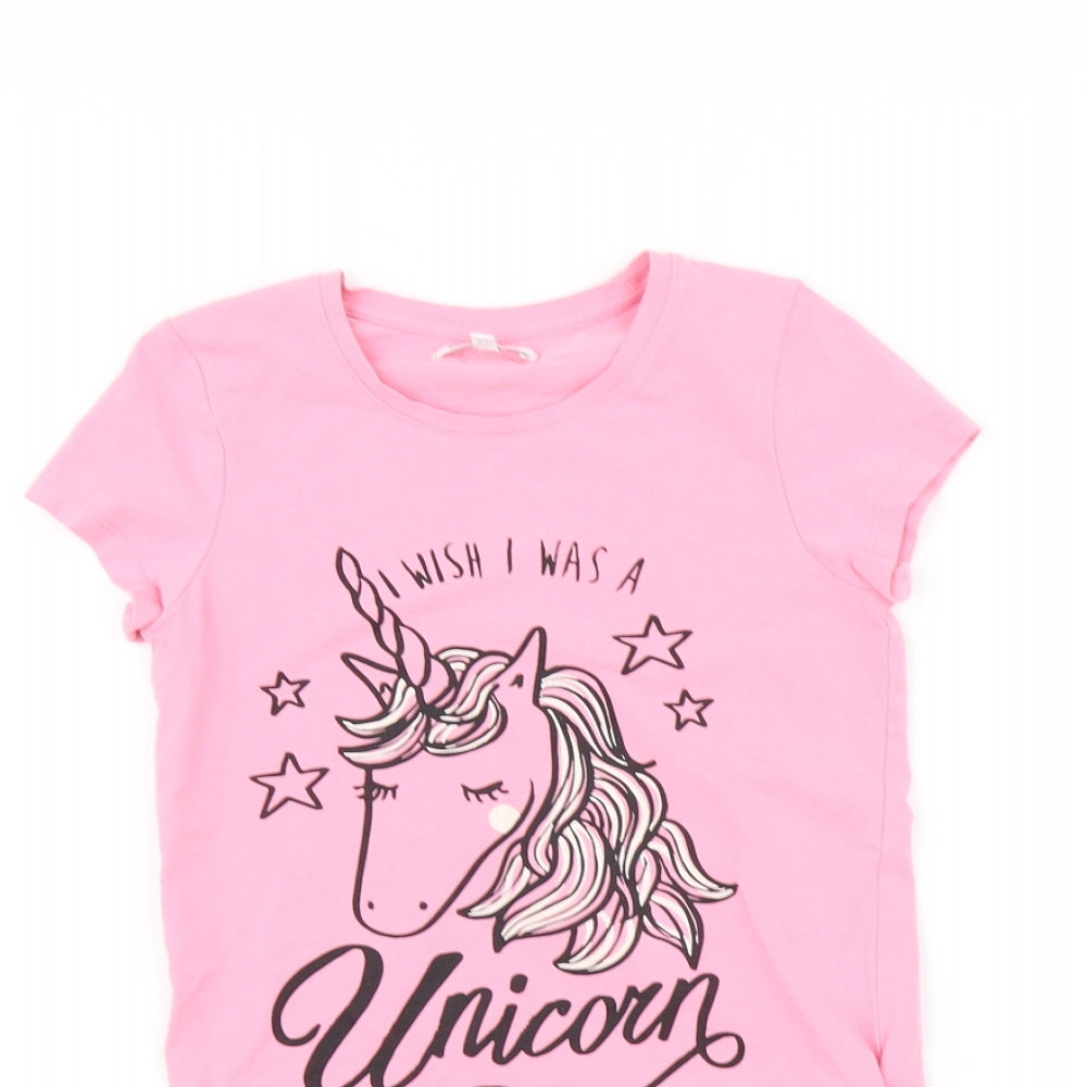 Bluezoo Girls Pink   Basic T-Shirt Size 7-8 Years  - Unicorn