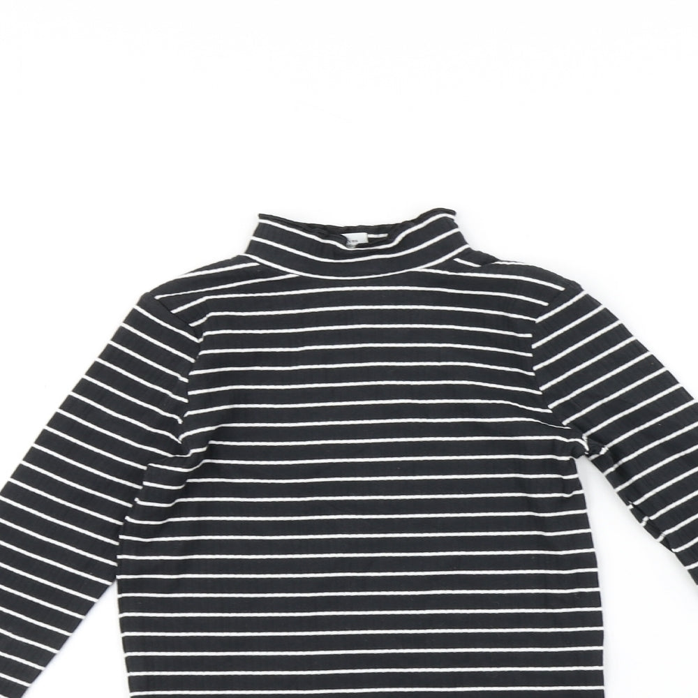 TU Girls Black Striped  Basic T-Shirt Size 6 Years