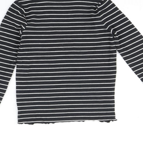 TU Girls Black Striped  Basic T-Shirt Size 6 Years