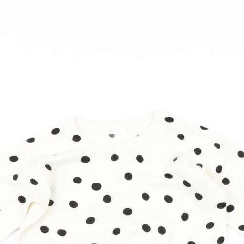 NEXT Girls White Polka Dot  Pullover Jumper Size 4 Years