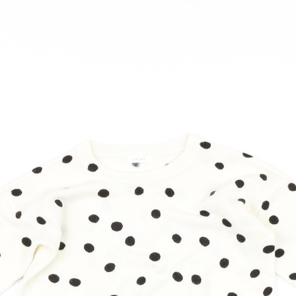 NEXT Girls White Polka Dot  Pullover Jumper Size 4 Years