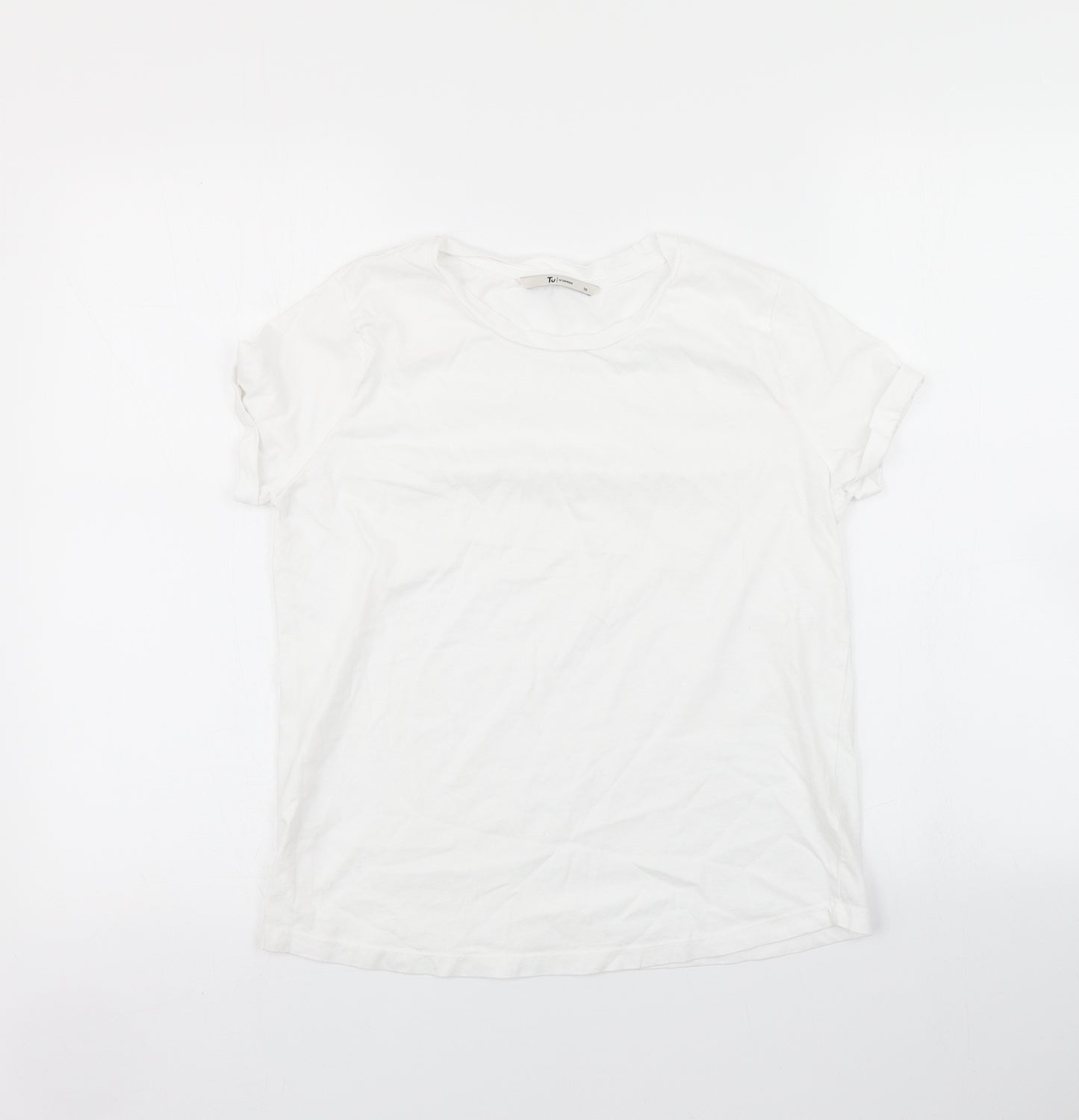TU Womens White   Basic T-Shirt Size 10