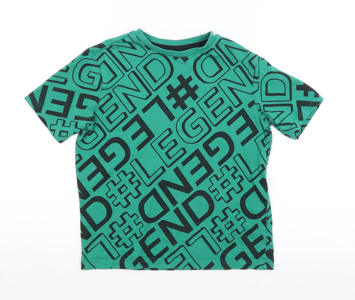 F&F Boys Green Geometric Basic T-Shirt Size 5-6 Years