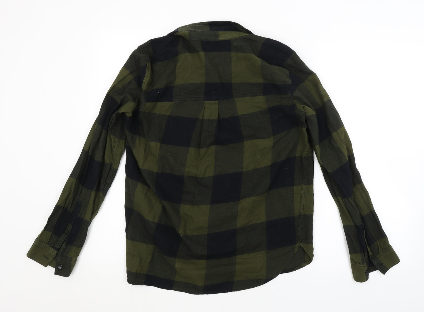 H&M Womens Green Check  Basic Button-Up Size 8