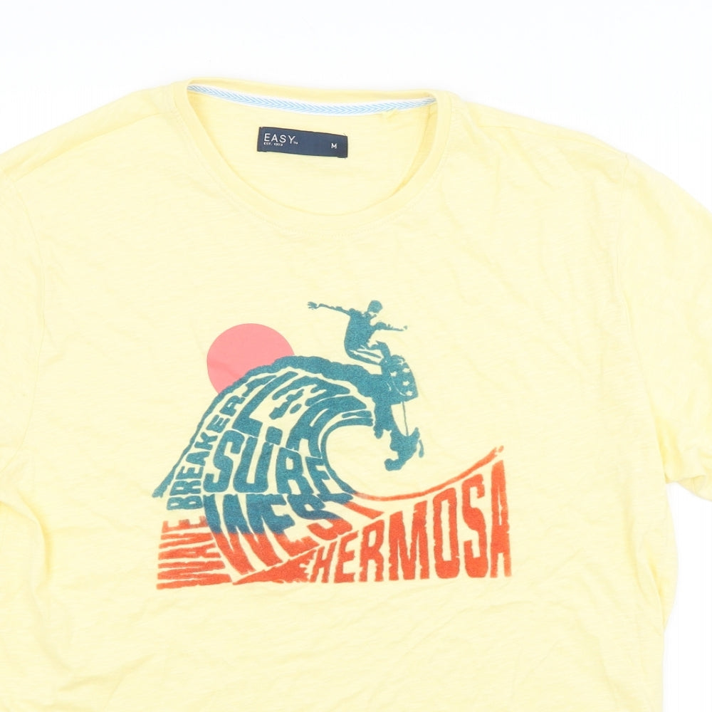 Easy Mens Yellow    T-Shirt Size M