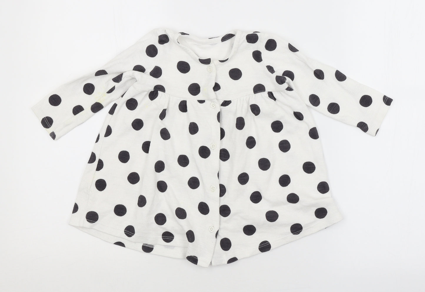 George Girls White Spotted  A-Line  Size 9-12 Months