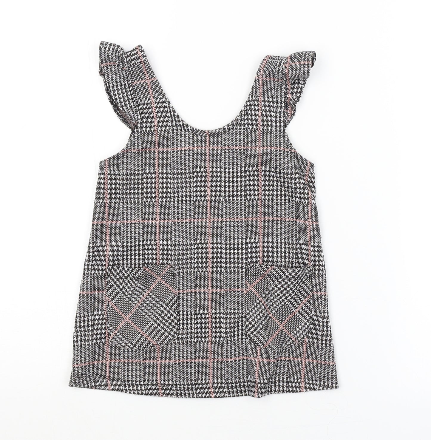JEFF&CO Girls Multicoloured Check  Pinafore/Dungaree Dress  Size 18-24 Months
