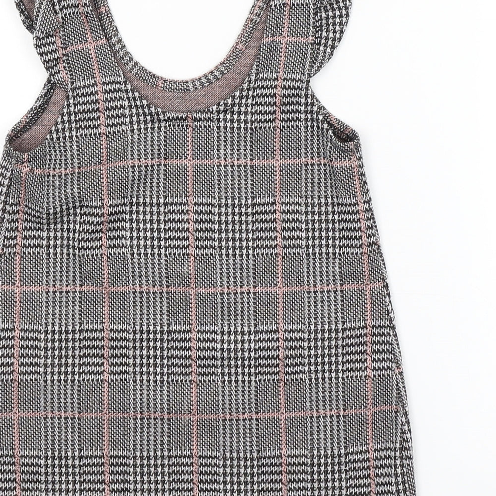JEFF&CO Girls Multicoloured Check  Pinafore/Dungaree Dress  Size 18-24 Months