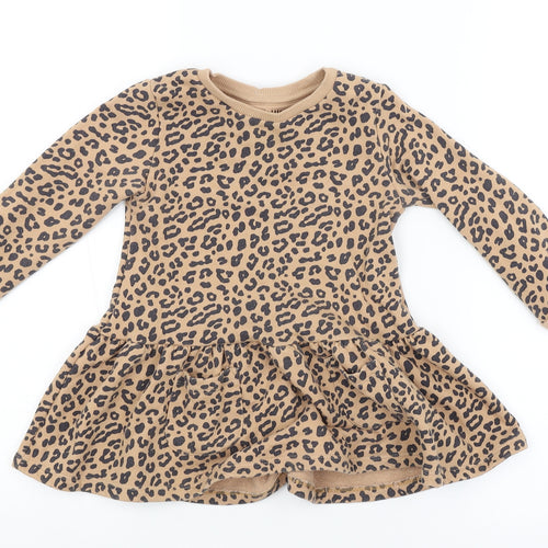 F&F Girls Brown Animal Print  Jumper Dress  Size 18-24 Months