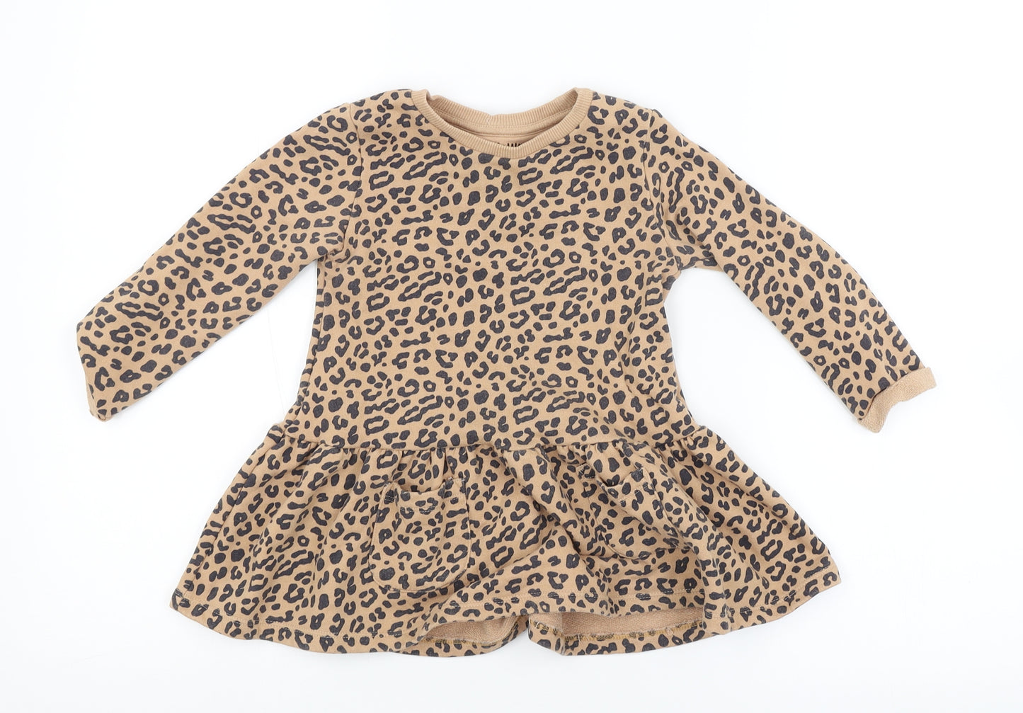 F&F Girls Brown Animal Print  Jumper Dress  Size 18-24 Months