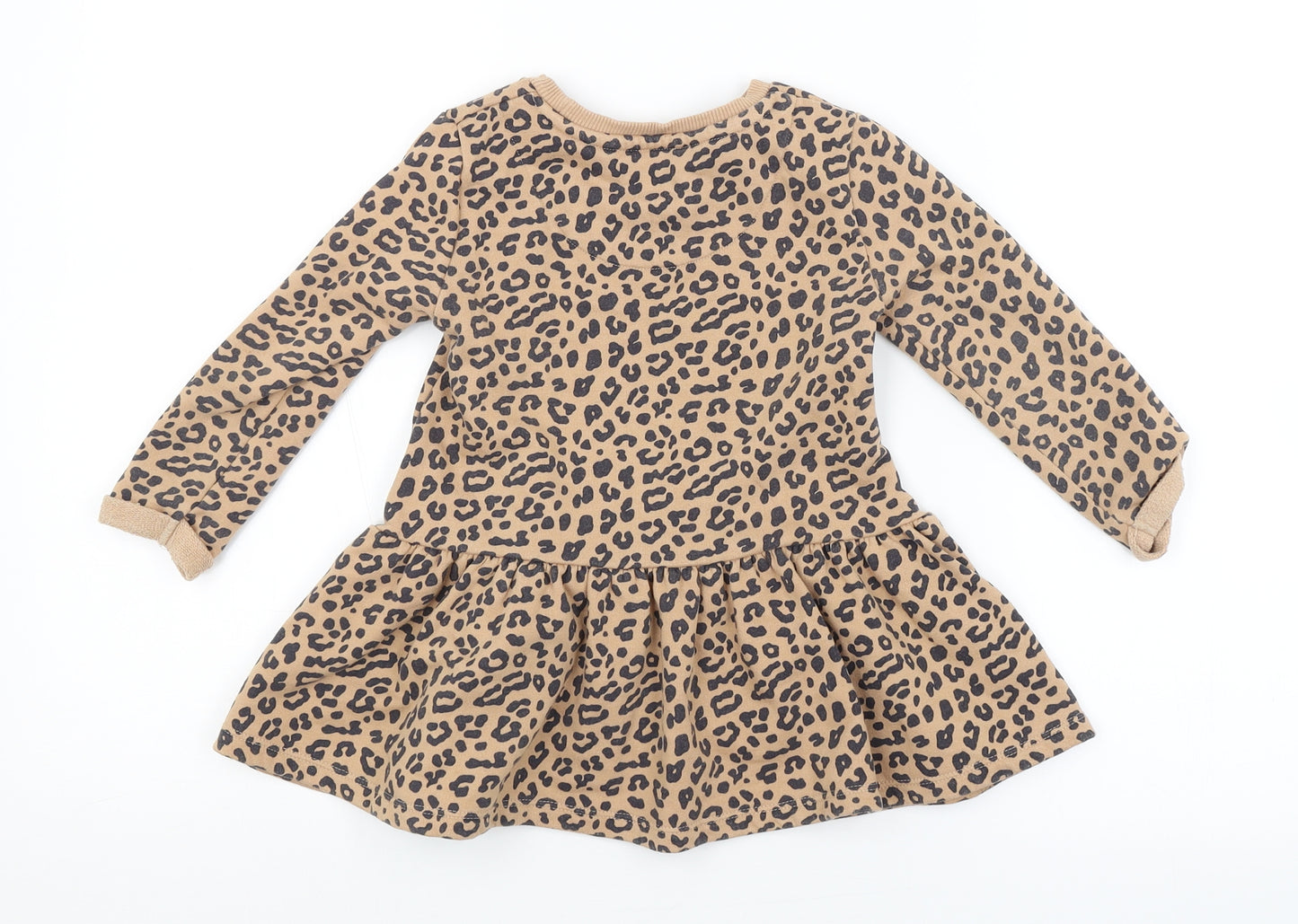 F&F Girls Brown Animal Print  Jumper Dress  Size 18-24 Months