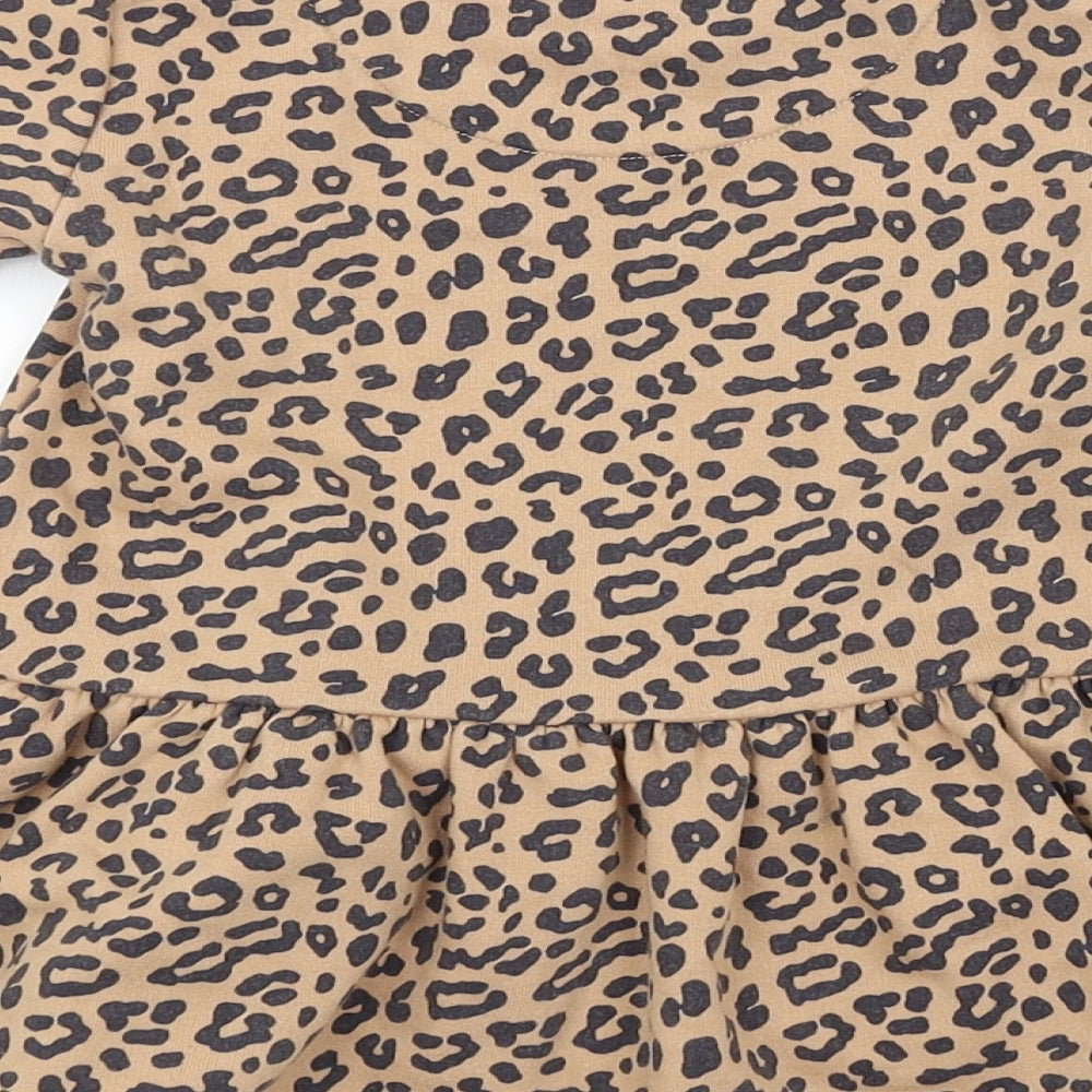 F&F Girls Brown Animal Print  Jumper Dress  Size 18-24 Months