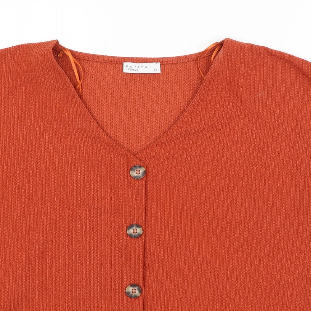 Papaya Womens Red   Basic Button-Up Size 12