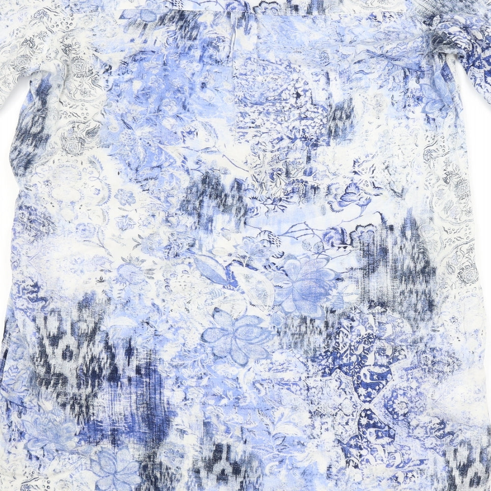MNG Womens Blue Floral  Basic Blouse Size M