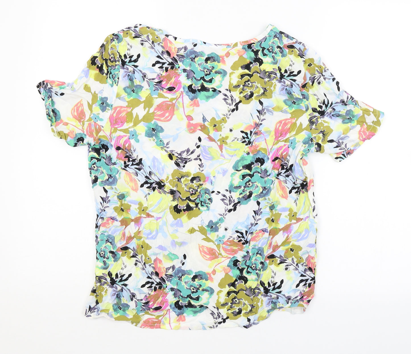 Jacqueline de Yong Womens Multicoloured Floral  Basic T-Shirt Size 10