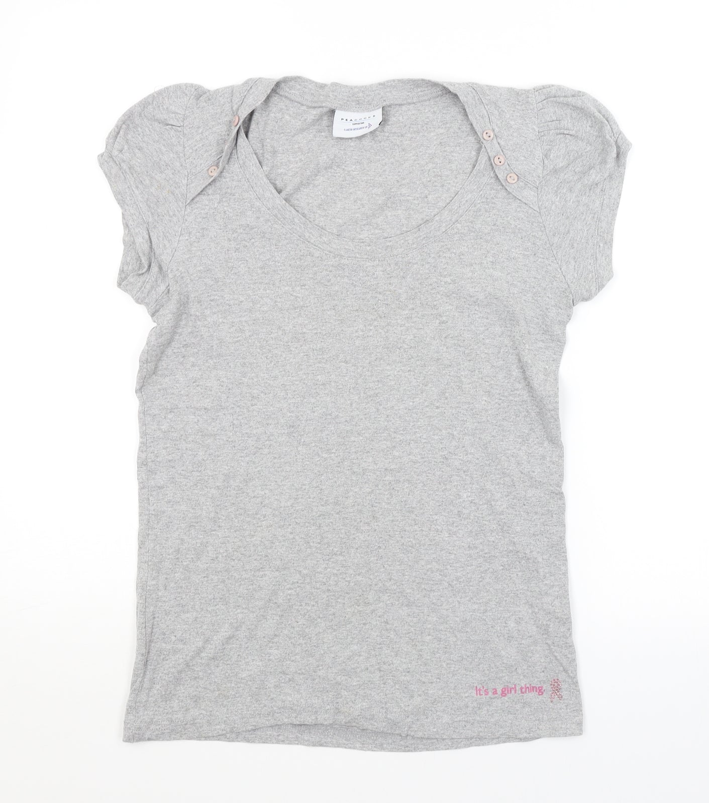Peacocks Womens Grey   Basic T-Shirt Size 14  - CANCER RESEARCH