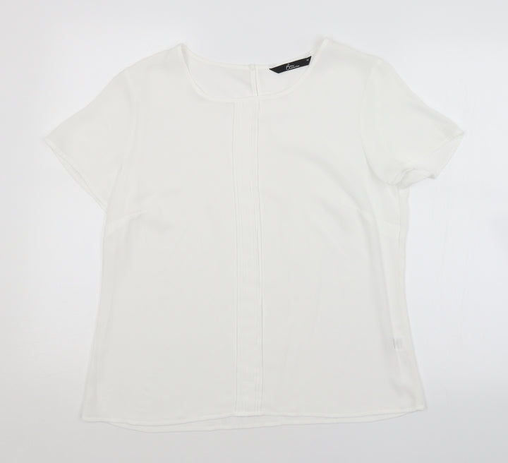 BM Womens White Basic Blouse Size 14