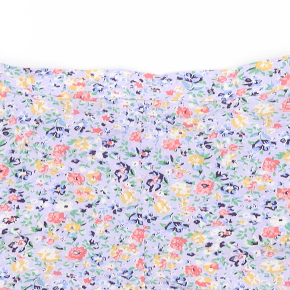 New Look Womens Purple Floral  Hot Pants Shorts Size 10