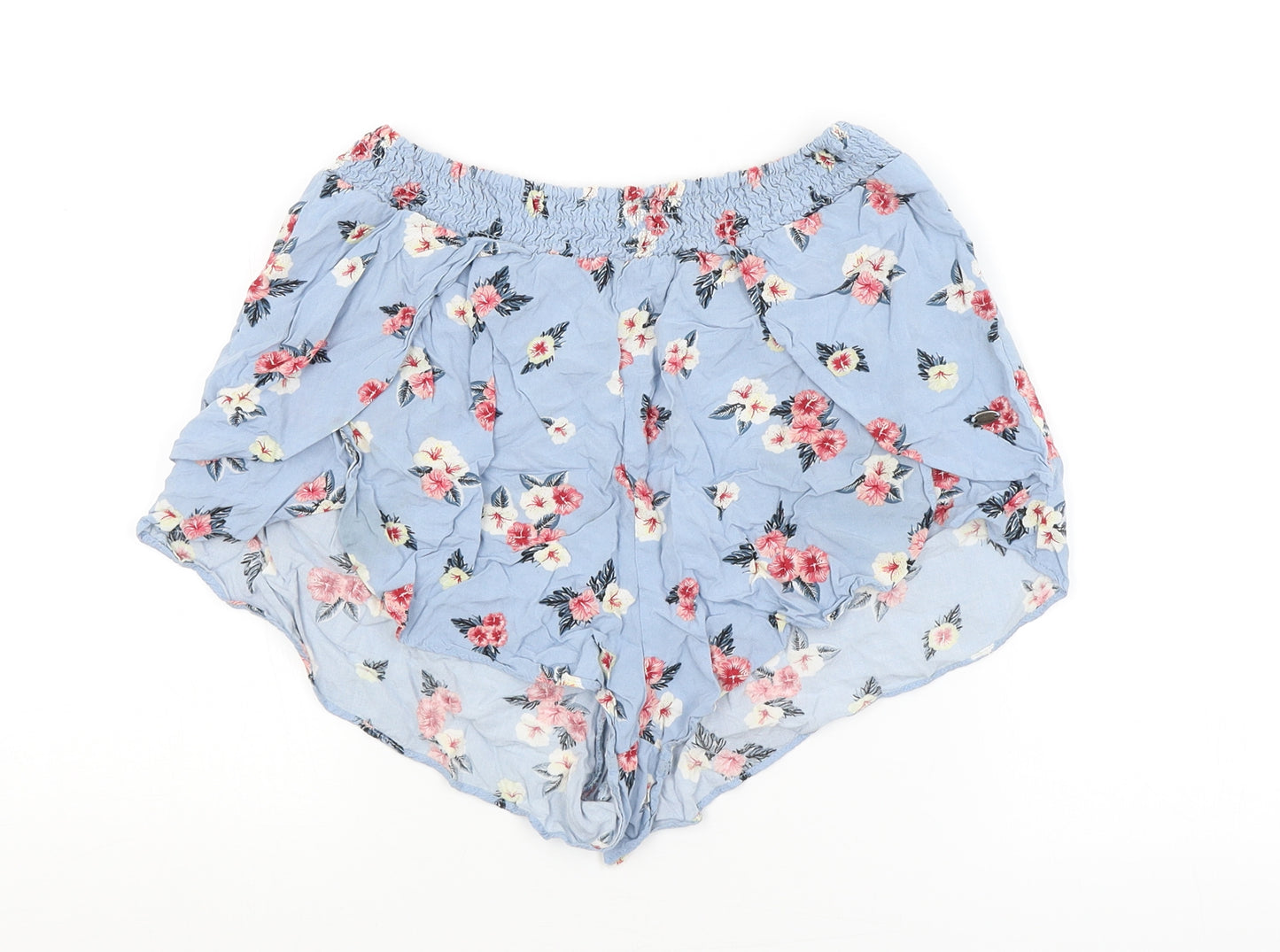 Pull&Bear Womens Blue Floral  Hot Pants Shorts Size M