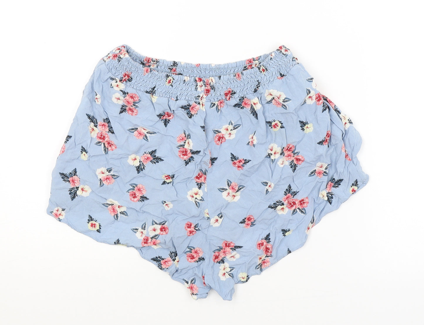 Pull&Bear Womens Blue Floral  Hot Pants Shorts Size M