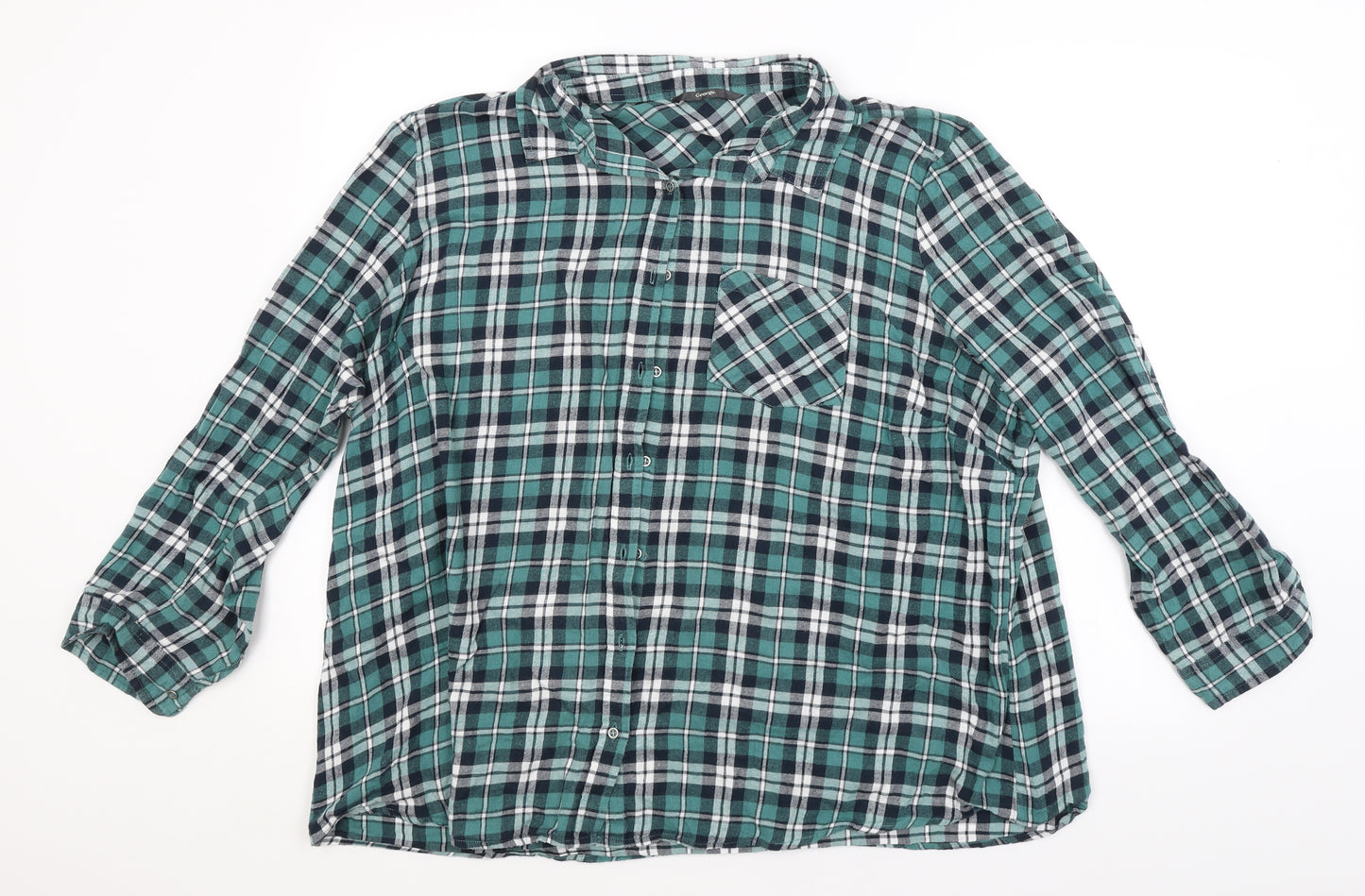 George Womens Green Check  Basic Button-Up Size 24