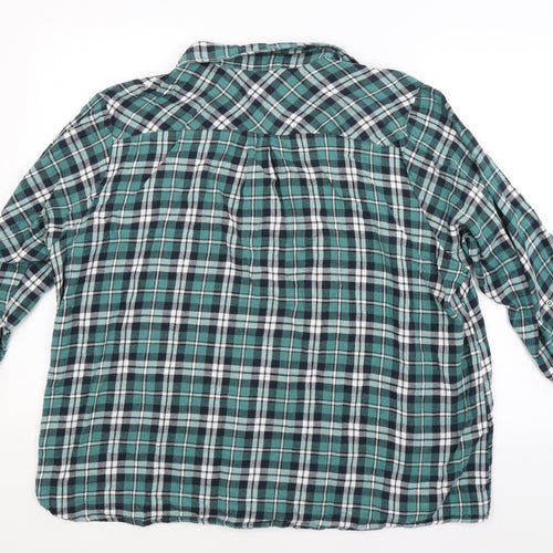 George Womens Green Check  Basic Button-Up Size 24