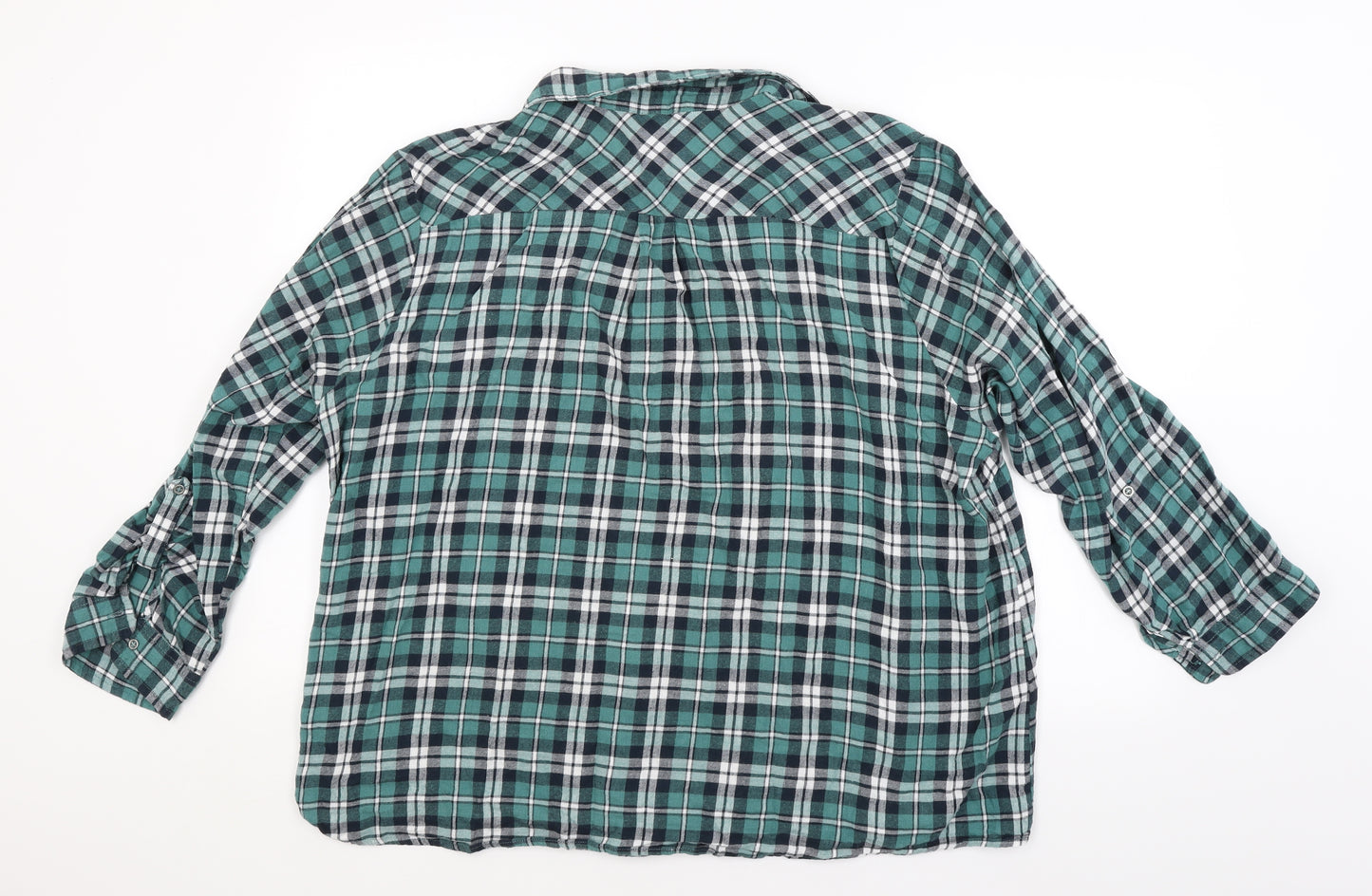 George Womens Green Check  Basic Button-Up Size 24