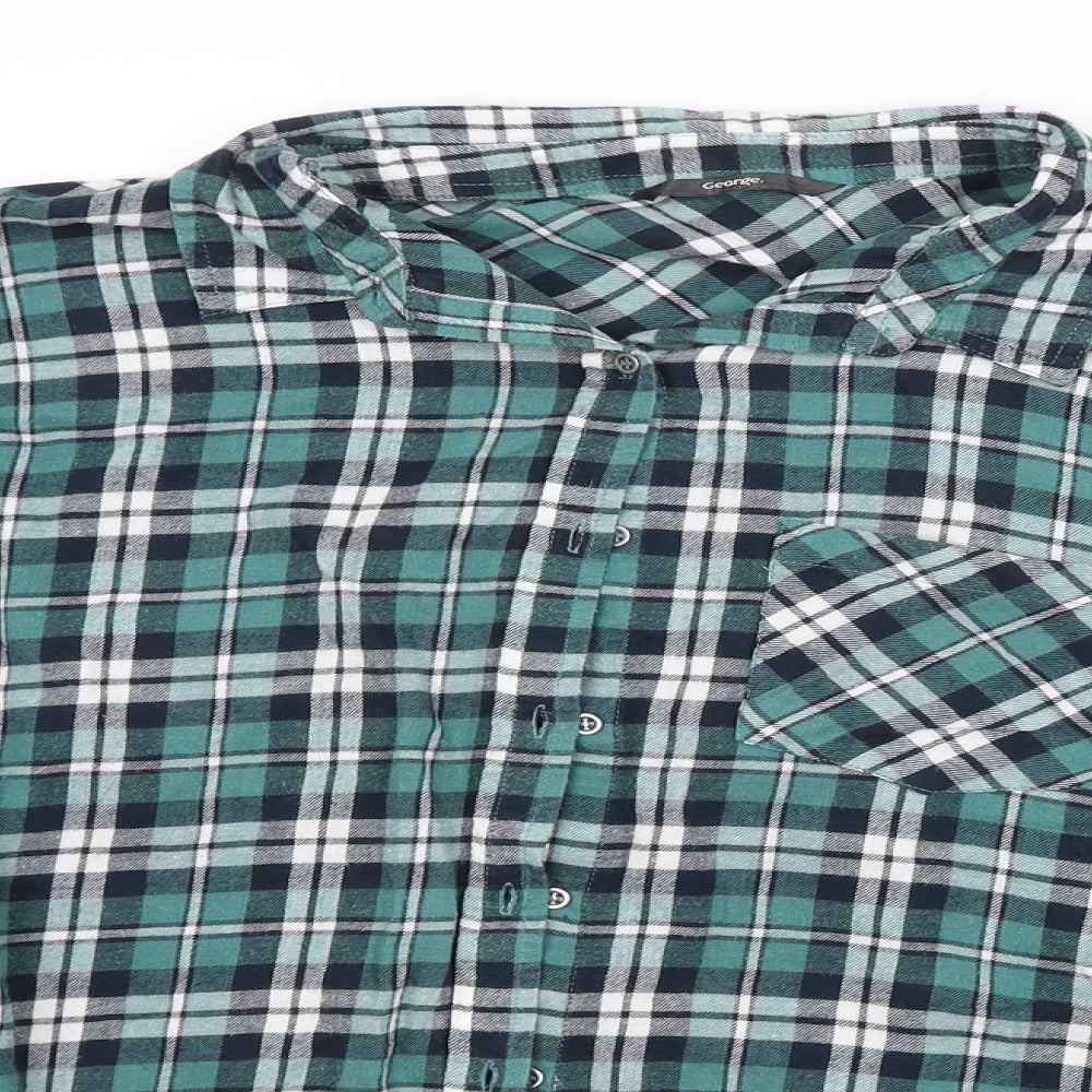 George Womens Green Check  Basic Button-Up Size 24
