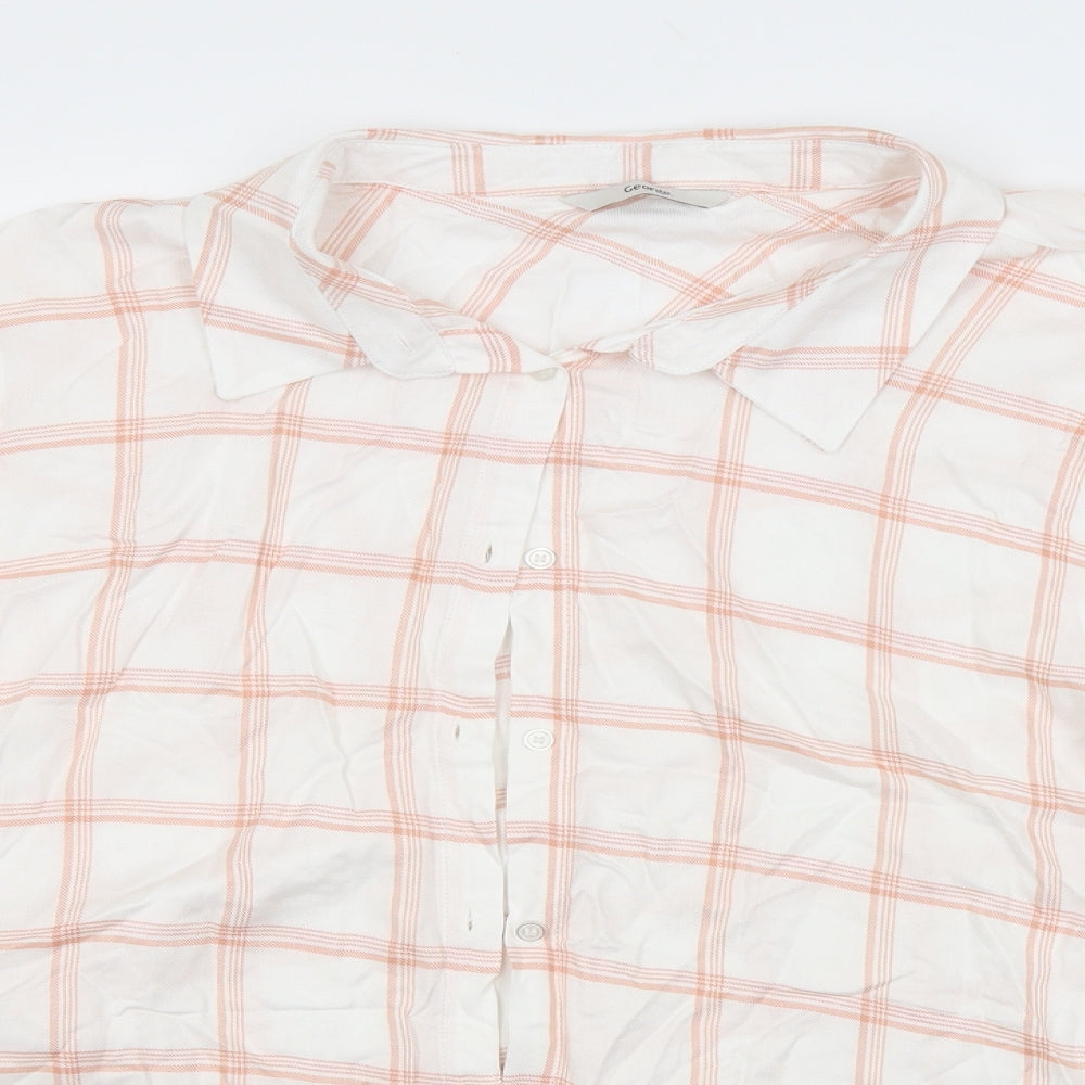 GOERGE Womens White Check  Basic Button-Up Size 22