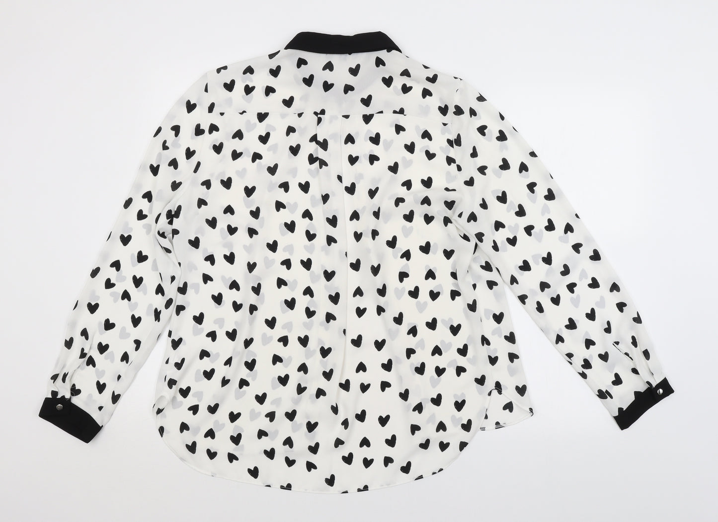 Papaya Womens White Geometric  Basic Button-Up Size 16
