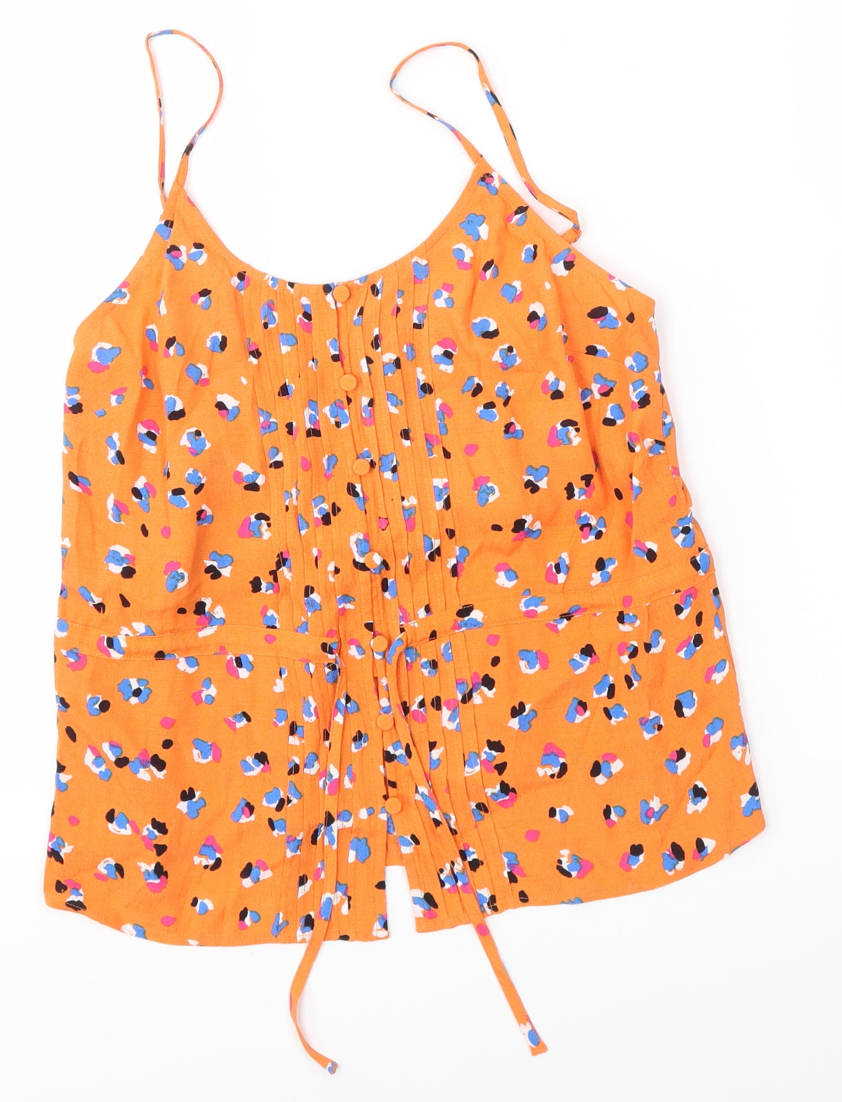Oliver Bonas Womens Orange Animal Print  Camisole Blouse Size 6
