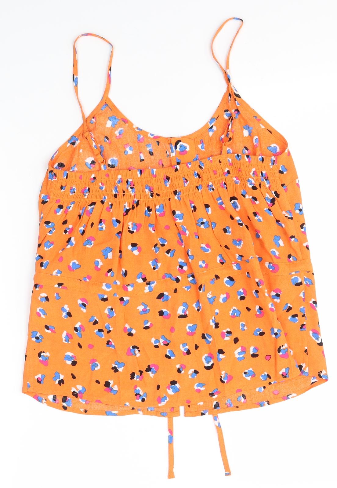 Oliver Bonas Womens Orange Animal Print  Camisole Blouse Size 6
