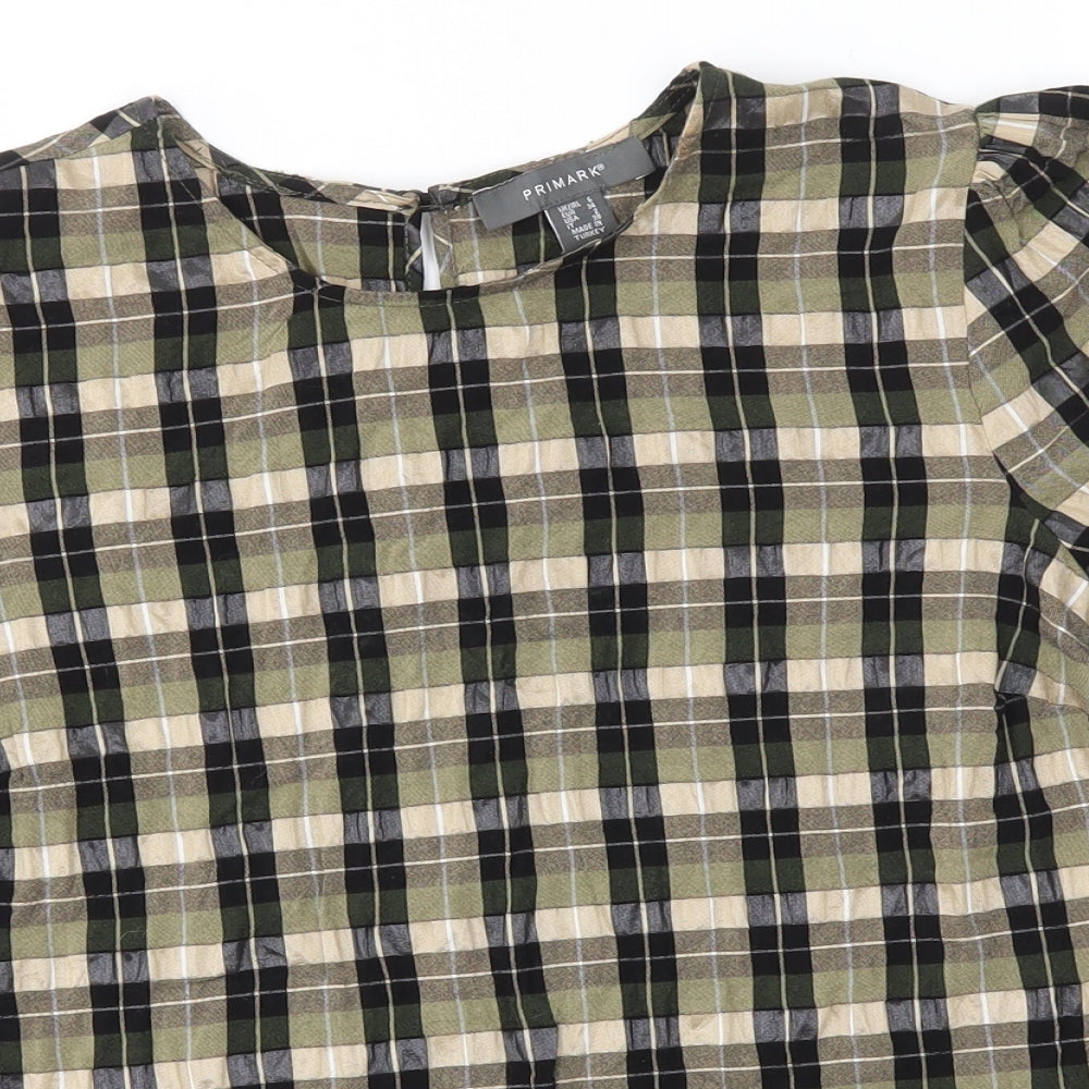 Primark Womens Brown Check  Basic Blouse Size 6