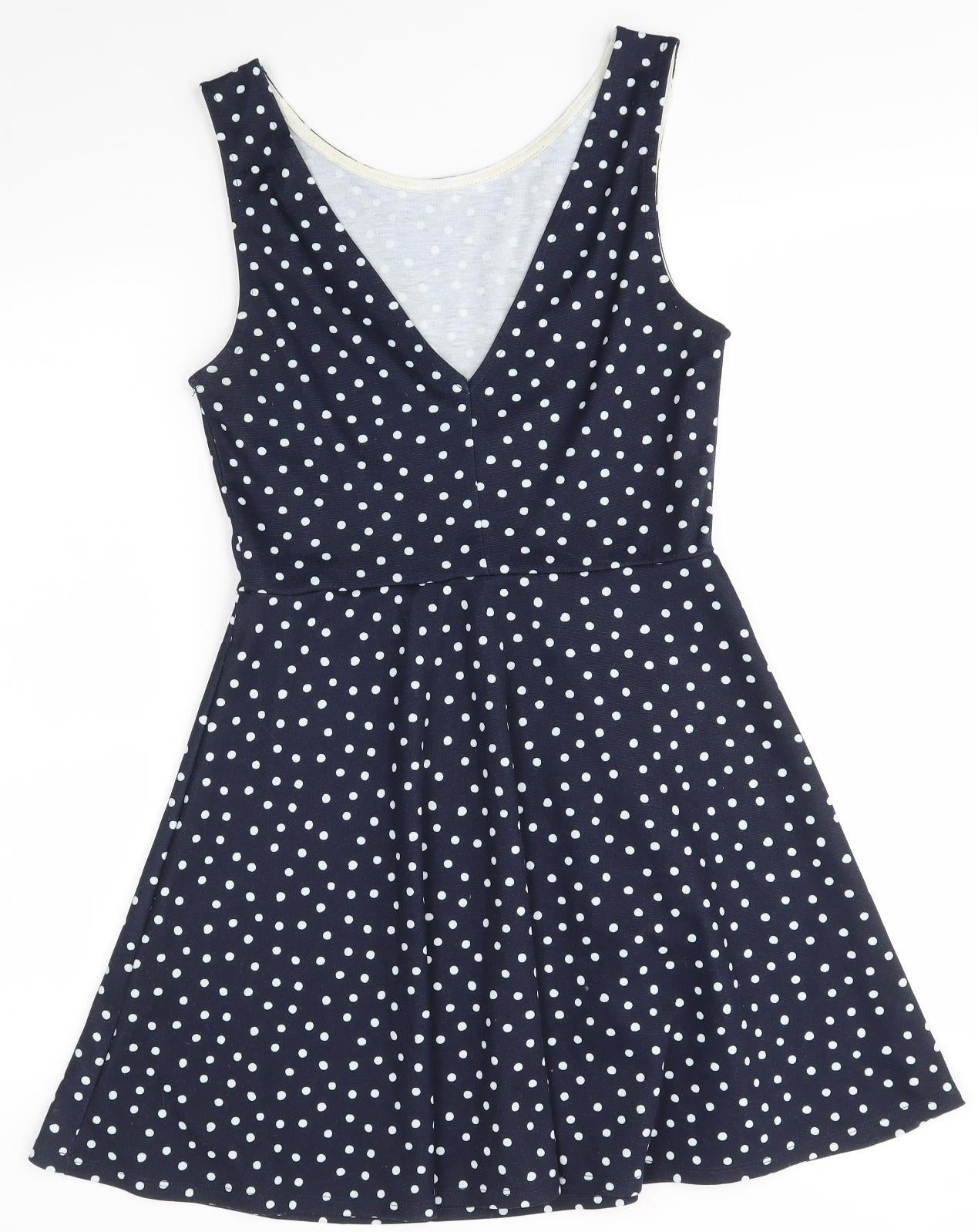 H&M Womens Blue Polka Dot  A-Line  Size 12