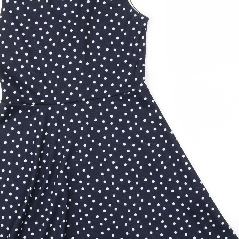 H&M Womens Blue Polka Dot  A-Line  Size 12