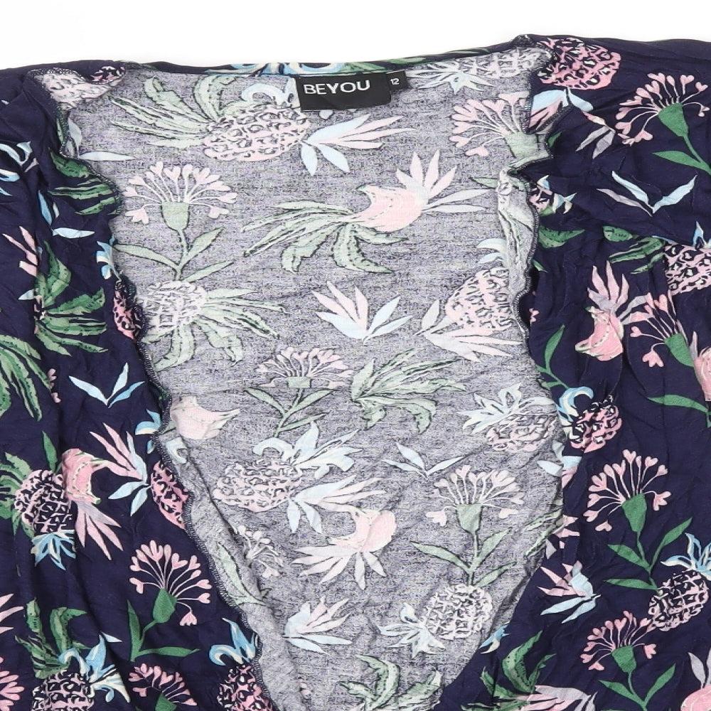 BEYOU Womens Multicoloured Floral  Cardigan Jumper Size 12