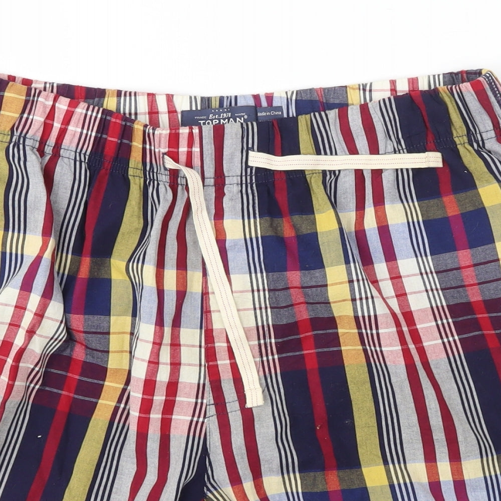 Topman Mens Red Check  Sweat Shorts Size S